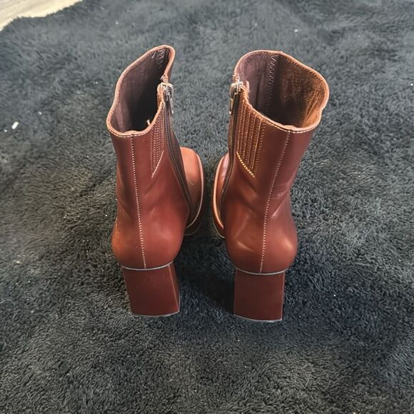 Sam Edelman Irie Patent Leather Booties Brown Copper Bronze Size 7 - Picture 4 of 7